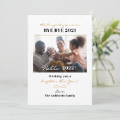 ハッピーニューイヤー手書きの家族の写真 シーズンカード (スタンド正面)