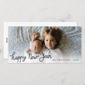 ハッピーニューイヤー手書きホリデーフォト シーズンカード (正面/裏面)