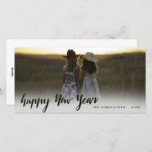 ハッピーニューイヤー手書きホリデーフォト シーズンカード (正面/裏面)