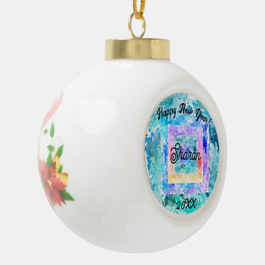 ハッピーニューイヤー抽象芸術アートファミリー セラミックボールオーナメント (左)
