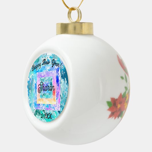 ハッピーニューイヤー抽象芸術アートファミリー セラミックボールオーナメント (右)