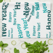 ハッピーニューイヤー文字 キッチンタオル (折り畳み)