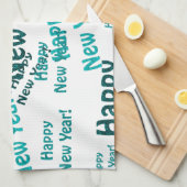 ハッピーニューイヤー文字 キッチンタオル (四つ折り)