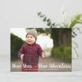 ハッピーニューイヤー新しいアドベンチャーカスタム家族の写真 シーズンカード (スタンド正面)
