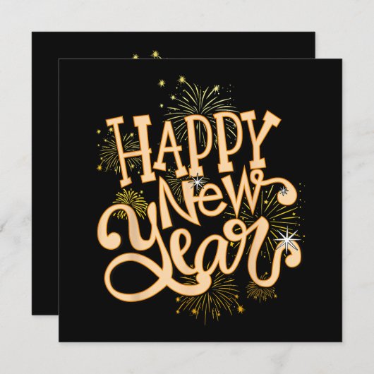 ハッピーニューイヤー新年イブパーティー女性男性の家族 セーブザデート (正面/裏面)