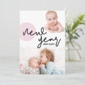 ハッピーニューイヤー新生児ガールピンク2番目の子 案内状 (スタンド正面)