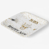 ハッピーニューイヤー時計金ゴールドとブラック ペーパープレート (傾斜あり)