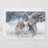 ハッピーニューイヤー書道台本シンプル1写真 シーズンカード (正面)