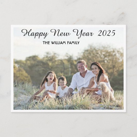 ハッピーニューイヤー書道2フォトホリデーポストカ シーズンポストカード (正面)