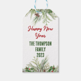 ハッピーニューイヤー枠の冬のウィースグリーティング ギフトタグ
