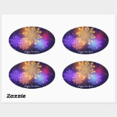 ハッピーニューイヤー楕円ステッカー 楕円形シール (シート)