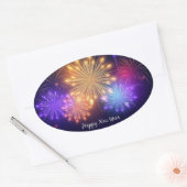 ハッピーニューイヤー楕円形ステッカー 楕円形シール (封筒)