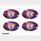 ハッピーニューイヤー楕円形ステッカー 楕円形シール (シート)