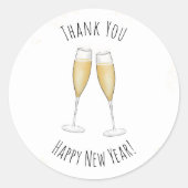 ハッピーニューイヤー水の色シャンパンありがとう ラウンドシール (正面)