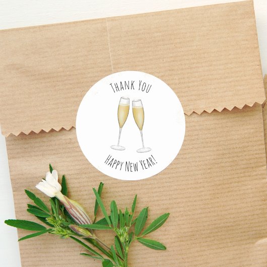 ハッピーニューイヤー水の色シャンパンありがとう ラウンドシール