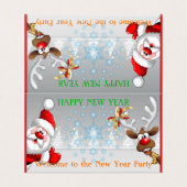 ハッピーニューイヤー水平テント折り畳みカード (外部フラット)