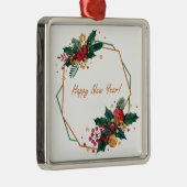 ハッピーニューイヤー水彩幾何学模様 メタルオーナメント (右)