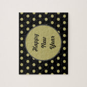 ハッピーニューイヤー水玉模様ジグソーパズル（黒） ジグソーパズル (縦)