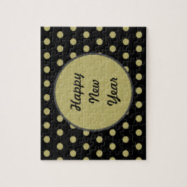 ハッピーニューイヤー水玉模様ジグソーパズル（黒） ジグソーパズル