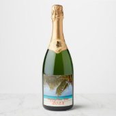 ハッピーニューイヤー熱帯ビーチカスタムボトルラベル スパークリングワインラベル (正面)