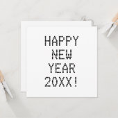 ハッピーニューイヤー白黒カスタム文字モダン カード (正面/裏面インサイチュ)