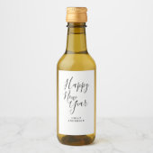 ハッピーニューイヤー白黒パーソナライズされたパーティー ワインラベル (正面)