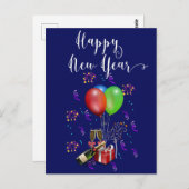 ハッピーニューイヤー祝花火シャンパン ポストカード (正面/裏面)