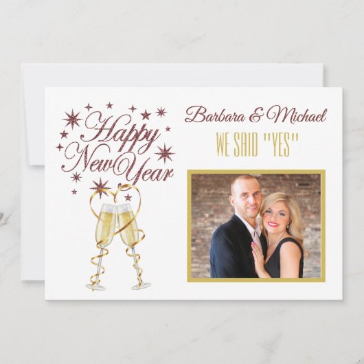 ハッピーニューイヤー私たちはYes発表カード 招待状 (正面)