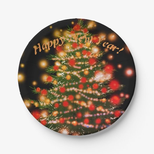 ハッピーニューイヤー紙プレート ペーパープレート (正面)