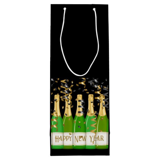 ハッピーニューイヤー紙吹雪ボトルお祝いおもしろい ワインギフトバッグ (裏面)