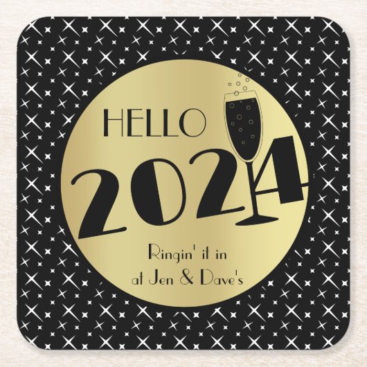 ハッピーニューイヤー紙 スクエアペーパーコースター (正面)