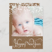 ハッピーニューイヤー素朴ウッドスパークルスタークリスマス シーズンカード (正面/裏面)