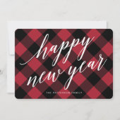 ハッピーニューイヤー素朴・バッファロー・プレイド・グリーティング シーズンカード (正面)