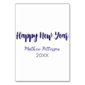 ハッピーニューイヤー紫ブラックの追加の名前の年のシンプル テーブルナンバー (裏面)