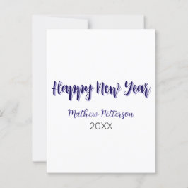 ハッピーニューイヤー紫ブラックの追加の名前の年のシンプル ポストカード