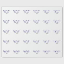 ハッピーニューイヤー紫ブラックの追加の名前の年のシンプル ラッピングペーパー