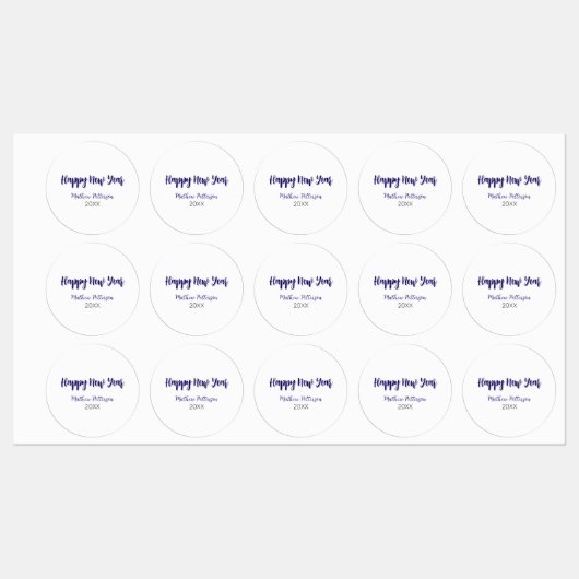 ハッピーニューイヤー紫ブラックの追加の名前の年のシンプル ラベル (シート)
