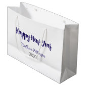 ハッピーニューイヤー紫ブラックの追加の名前の年のシンプル ラージペーパーバッグ (正面アングル)