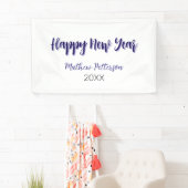 ハッピーニューイヤー紫ブラックの追加の名前の年のシンプル 横断幕 (インサイチュ)