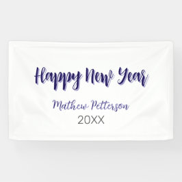 ハッピーニューイヤー紫ブラックの追加の名前の年のシンプル 横断幕