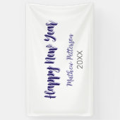 ハッピーニューイヤー紫ブラックの追加の名前の年のシンプル 横断幕 (縦)