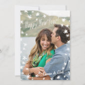 ハッピーニューイヤー絵を描スターホワイトフラットフォトカード 招待状 (正面)