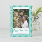 ハッピーニューイヤー緑のハートギンガムプレイド写真 シーズンカード (スタンド正面)