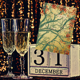 ハッピーニューイヤー緑の木の赤離れい 箔グリーティングカード