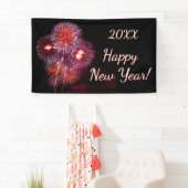 ハッピーニューイヤー花火お祝いパーティー 横断幕 (インサイチュ)