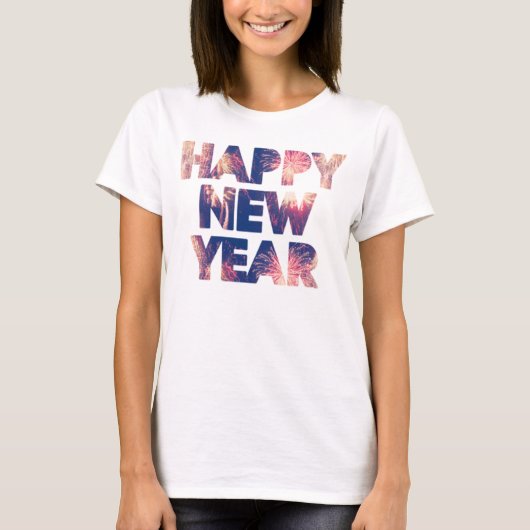 ハッピーニューイヤー花火お祝いTシャツ Tシャツ (正面)