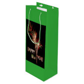 ハッピーニューイヤー花火グリーンワインバッグ ワインギフトバッグ (正面アングル)