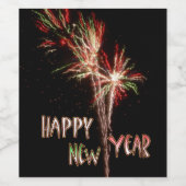 ハッピーニューイヤー花火ボトルラベル ワインラベル (シングルラベル)