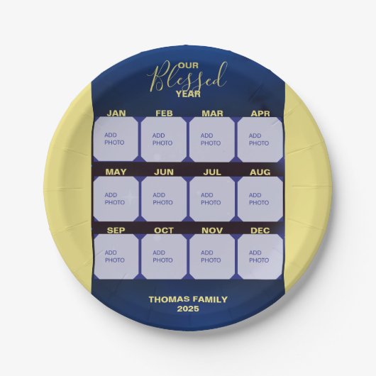 ハッピーニューイヤー賛美フォトホリデー ペーパープレート (正面)