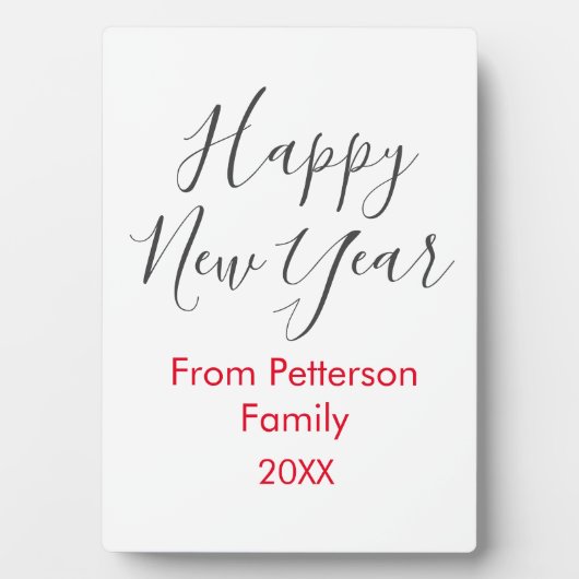 ハッピーニューイヤー赤いグラ追加ファミリー名年シンプル年 フォトプラーク (正面)